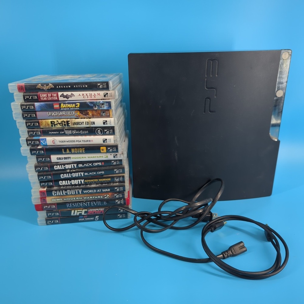 Sony PlayStation 3 PS3 Slim CECH-2501A Console Bundle 17 Games Tested Working
